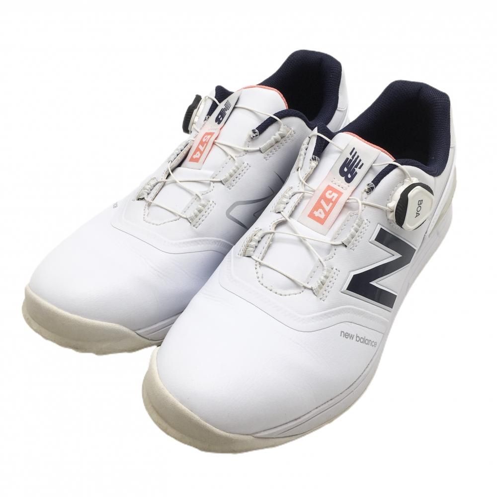 【美品】ニューバランス ゴルフシューズ 白×ネイビー ボア UGB574W3 2E メンズ 29.0 ゴルフウェア New Balance