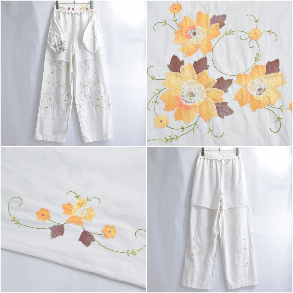 Remakeリメイク 再構築 パッチワーク&フラワー刺繍 デザイン ルーズ  