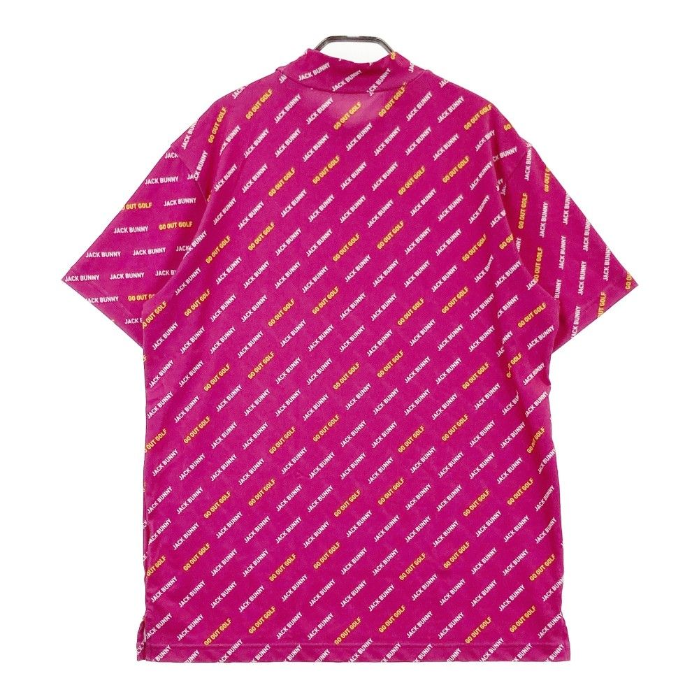 サイズ：6 JACK BUNNY ジャックバニー  ハイネック半袖Tシャツ ロゴ 総柄 ピンク系 [240101435146] ゴルフウェア メンズ ストスト サイズ：6 JACK BUNNY ジャックバニー ハイネック半袖Tシャツ