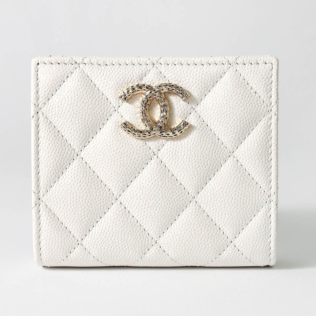 新品 シャネル CHANEL 2つ折り財布 スモールウォレット ホワイト  