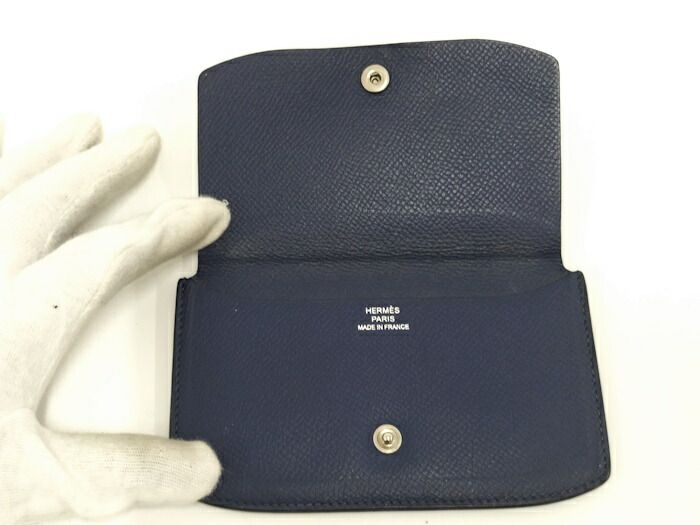 ✟ HERMES 二つ折り財布 ソワクール ナイロンキャンバス ブルー系 Y刻印 
