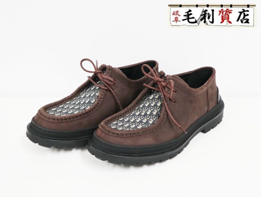 ディオール DIOR エクスプロ―ラ― オブリーク ボートシューズ ネイビー ブラウン サイズ43 27.0cm メンズ 靴