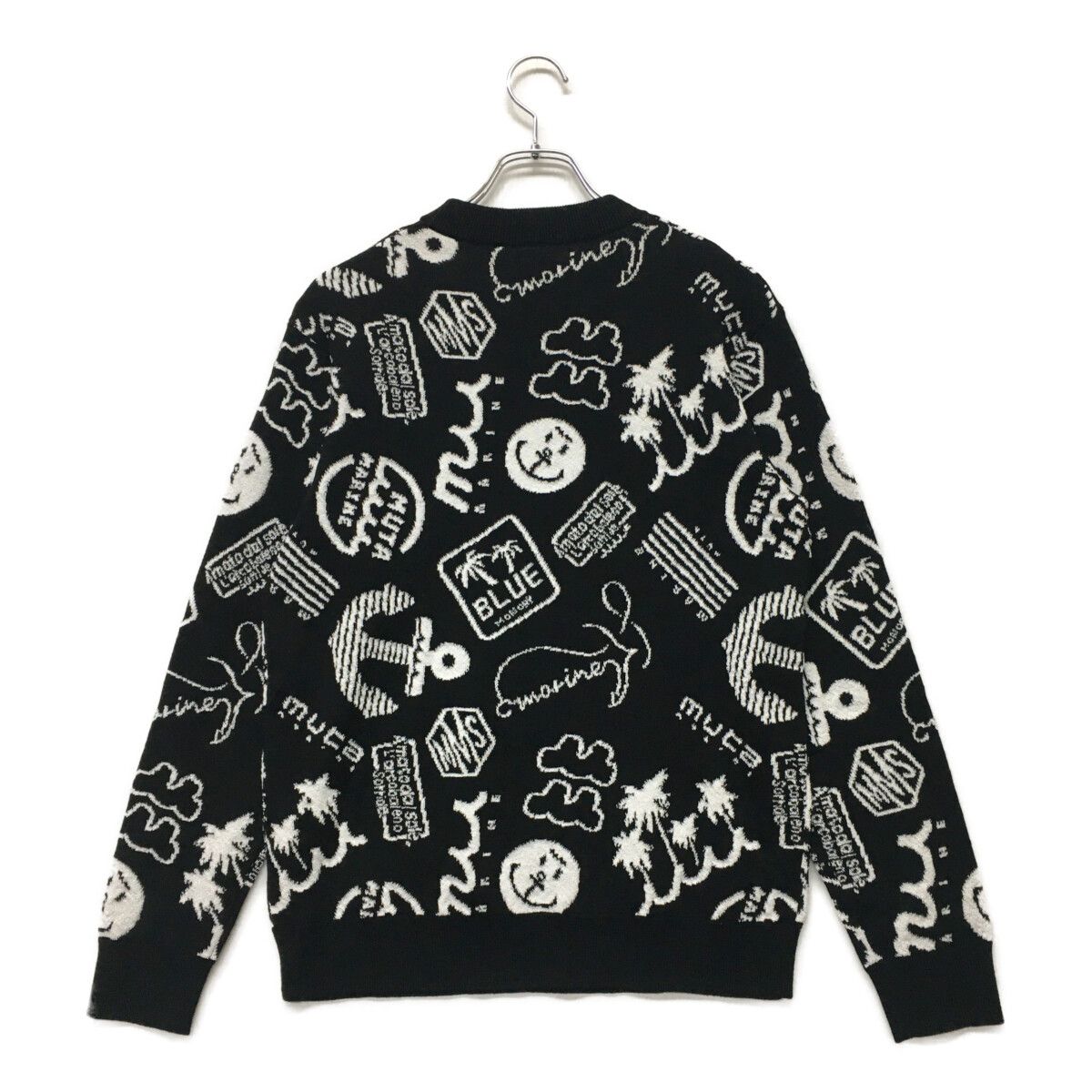 20-60代 人気ファッションブランド 美品 嫌 フルジップニット 総柄 053-4172201 パーリーゲイツ メンズウェア