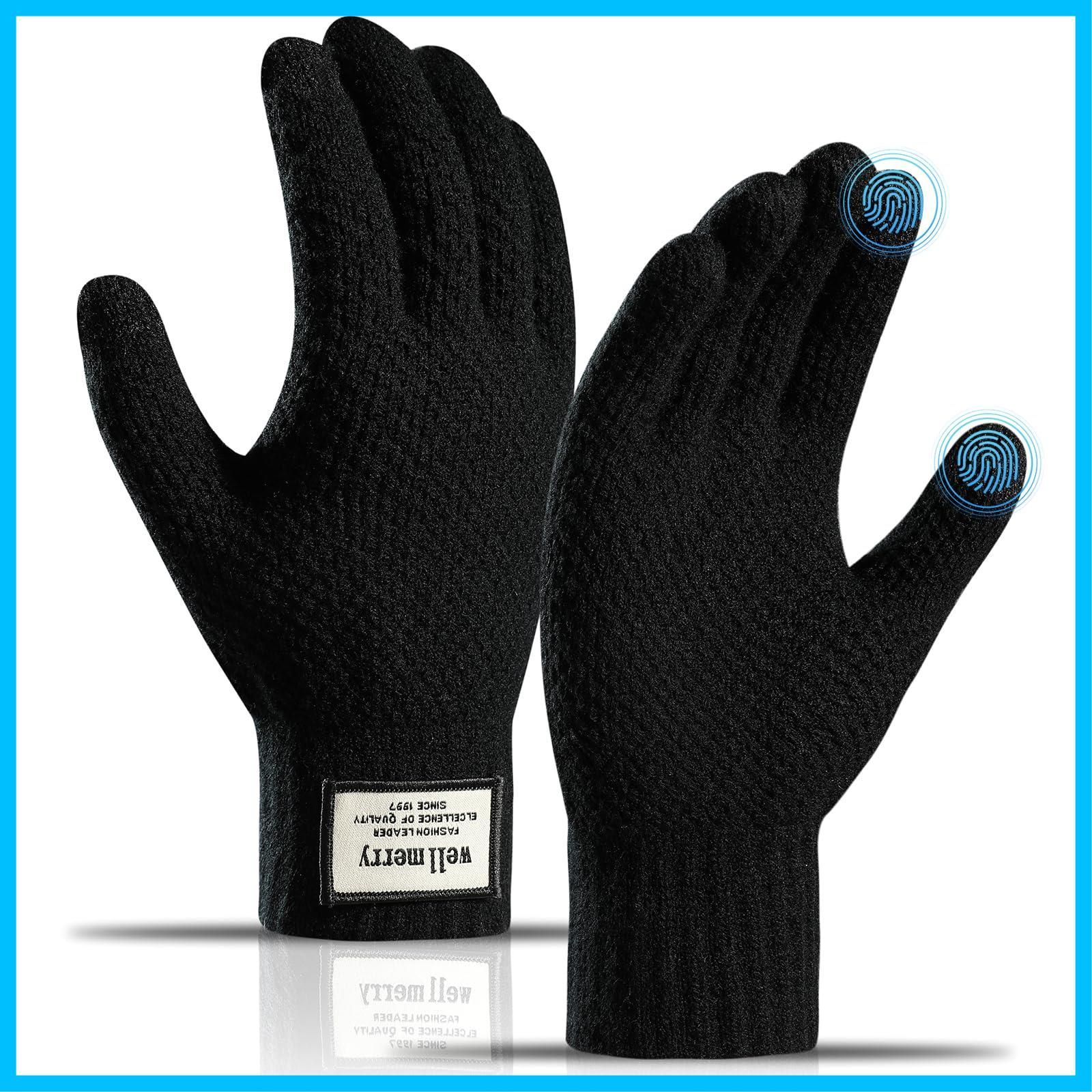 数量 AOY 手袋 メンズ 防寒手袋 ニットグローブ 二重構造デザイン 裏起毛防寒手袋 防寒 スマホ対応 裏起毛 厚手 暖かい ニット手袋 伸縮性良し アウトドア バイク 自転車 通勤通学 秋冬