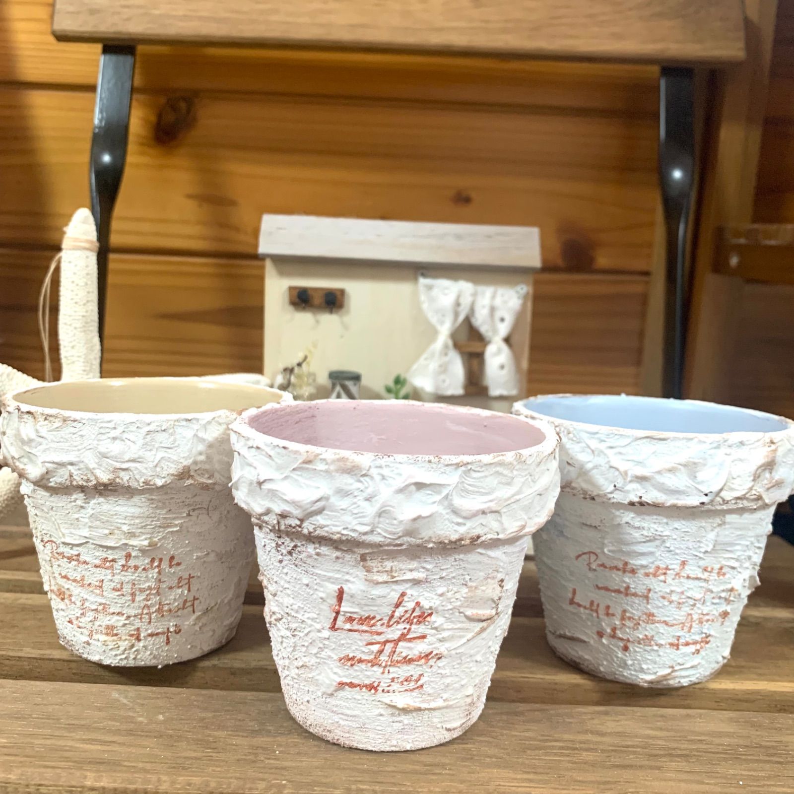 【406】リメイク鉢☆(ふくろう)Ｍサイズ２個・Ｓサイズ２個セット 406】リメイク鉢☆(ふくろう)Mサイズ2個・Sサイズ2個セット 406