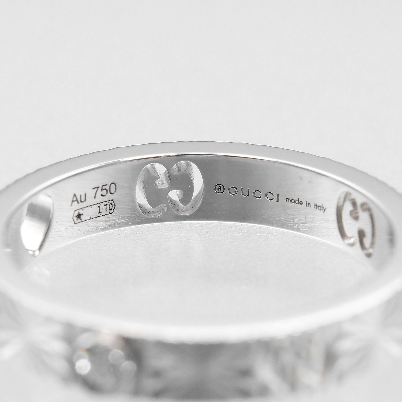 Gucci アイコン 18K ダイヤ リング 8号 美品 GUCCI】グッチ アイコン K18ホワイトゴールド×ダイヤモンド 8号