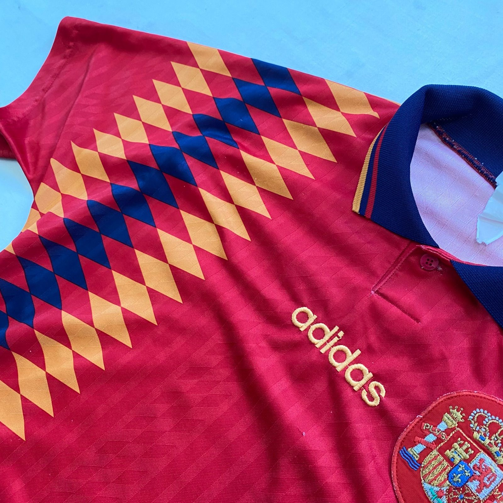 90s サッカースペイン代表ホーム アディダス ゲームシャツ ユニフォーム 希少 adidas アディダス サッカー フットサル スペイン代表 代表