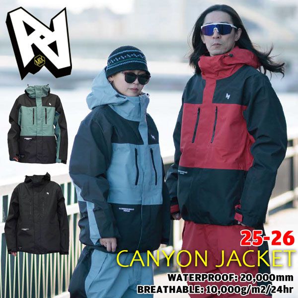 25-26 ダブルエー キャニオンジャケット AA CANYON JACKET スノーボード ウエア ジャケット 25-26-JK-AA ブラック グレーブルー モスグリーン レッド XS S M L XL XXL