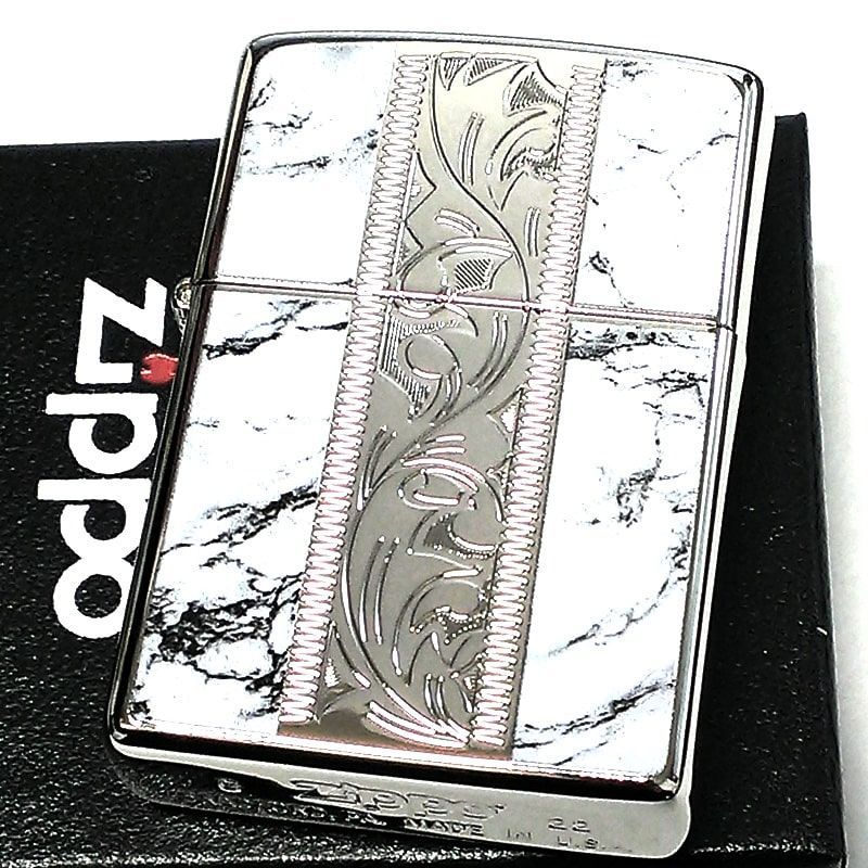 ZIPPO アラベスク＆大理石 ジッポ ライター Marble＆Engrave シルバー