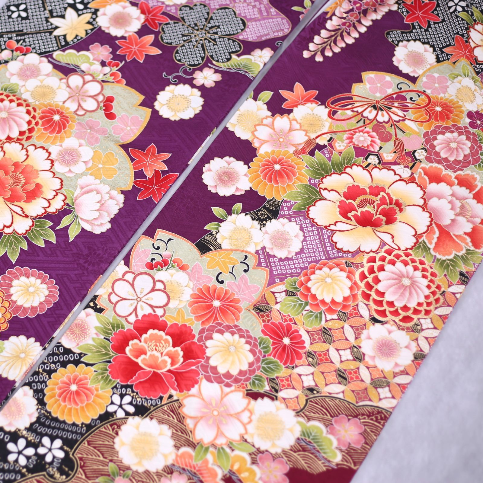 振袖フルセット 振袖セット 振袖 Mサイズ 中古 紫×古典柄 美品 成人式