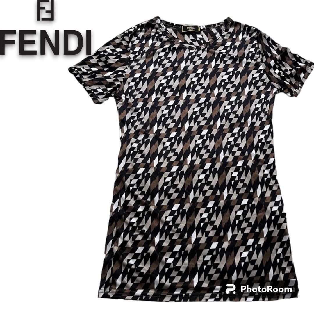 FENDI フェンディ 総柄 半袖 カットソー ズッカ柄 ４２ XL ブラック