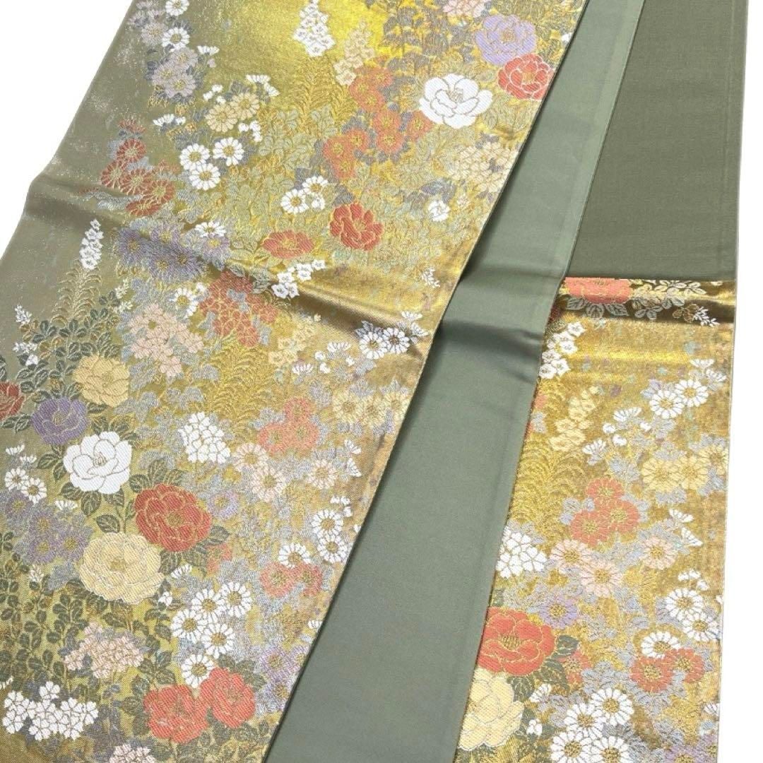 袋帯 花模様 牡丹 菊 撫子 萩 桔梗 グラデーション 着物 042a d