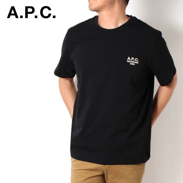 24春夏モデル アーペーセー A.P.C.  ユニセックス RAYMOND ロゴ刺しゅう Tシャツ【LZZ BLACK】 H26840 COEZC LZZ  BLACK/【2024SS】m-tops