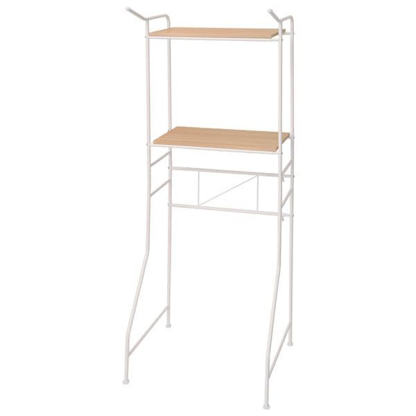 ランドリーラック 2段 シンプル ホワイト/ナチュラル 人気 MAXZEN ランドリーラック 棚2段 幅64~99 奥行50 高さ177 幅