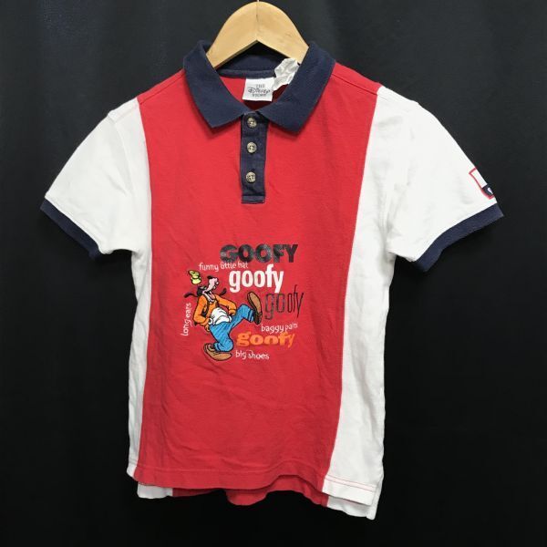 90 s Vintage ディズニーストア THE Disney STORE グーフィー刺繍 半袖 ポロシャツ レディースXS 赤×白×紺 Tops Shirts TBH 872