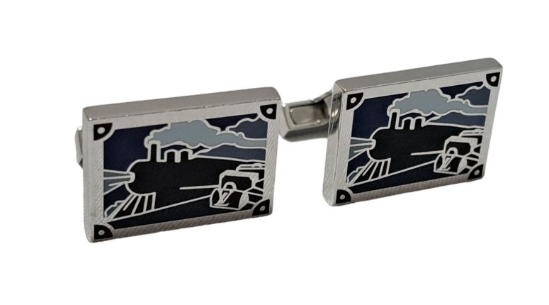 ルイヴィトン カフス SV925 蒸気機関車 スクエア ブトン ドゥ