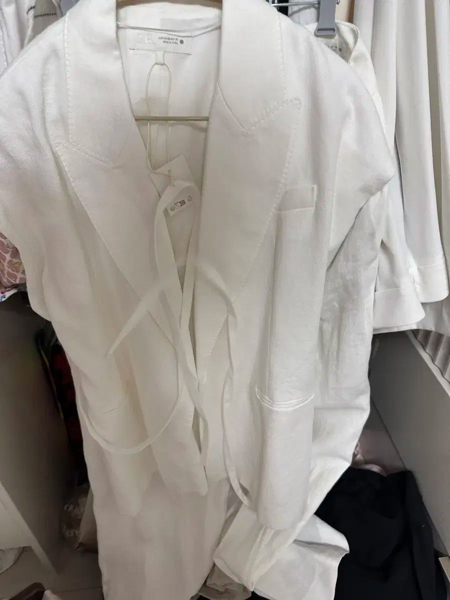 ZARA ザラ 白 リネン 半袖 ジャケット パンツ