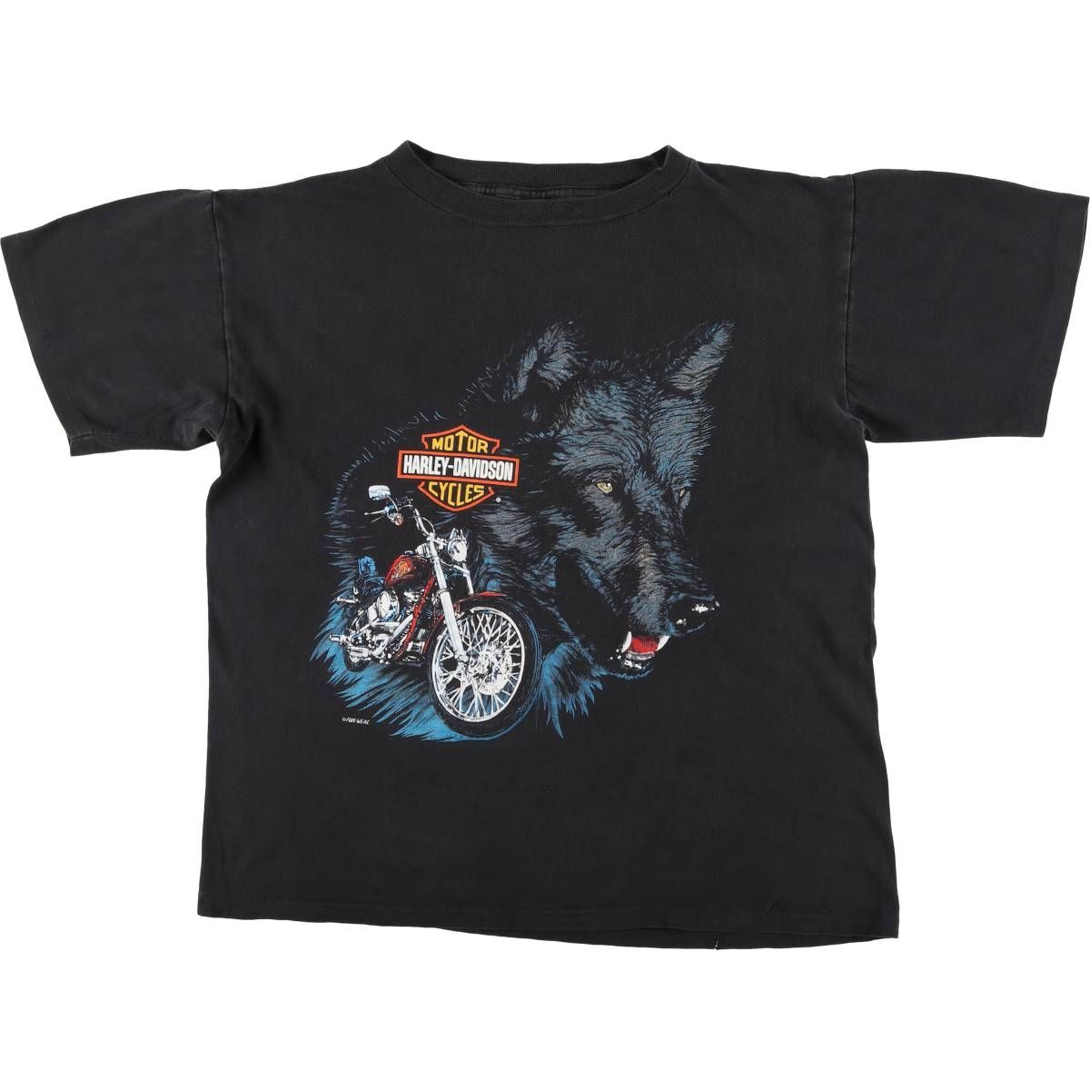 古着 ハーレーダビッドソン Harley-Davidson オオカミ柄 モーターサイクル バイクTシャツ メンズL相当 eaa587594