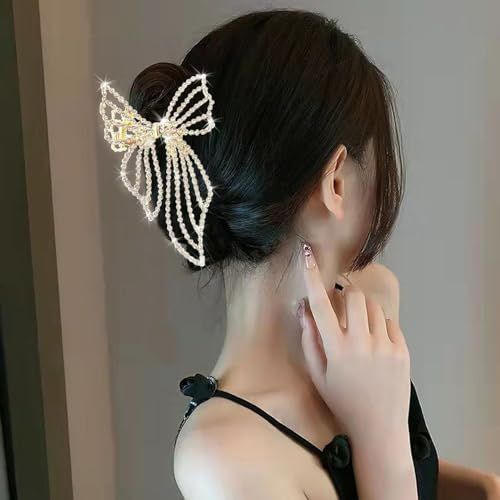 パールリボンヘアクリップ HAPVITALヘアクリップ バンスクリップ