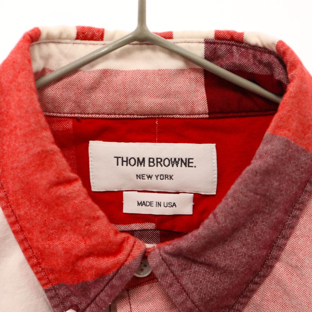 THOM BROWNE トムブラウン 4BAR ボタンダウン 長袖チェックシャツ レッド MWL001A-00903600 THOM BROWNE (トムブラウン) 4BAR ボタンダウン 長袖チェックシャツ