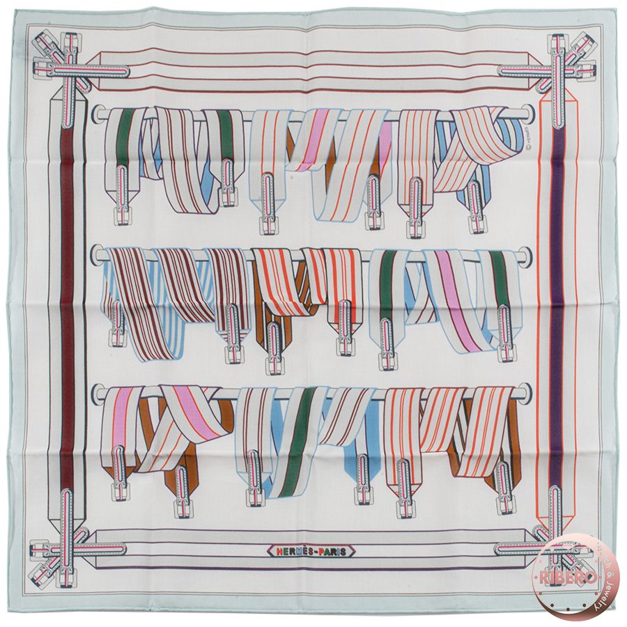 HERMES エルメス カレ45 ガヴロッシュ スカーフ ハンカチーフ ベルト グリーン マルチ