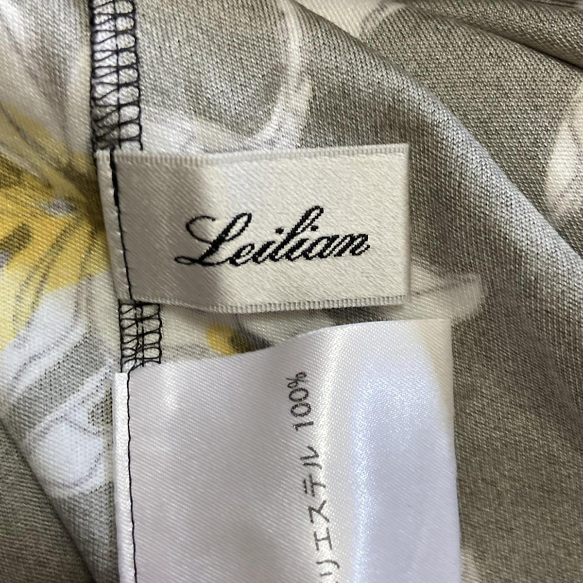 leilian - Leilian(レリアン) チュニック サイズ13 L レディース美品  - 黒×白×マルチ クルーネック/長袖/花柄 Leilian(レリアン) チュニック サイズ13 L レディース美品 - 黒