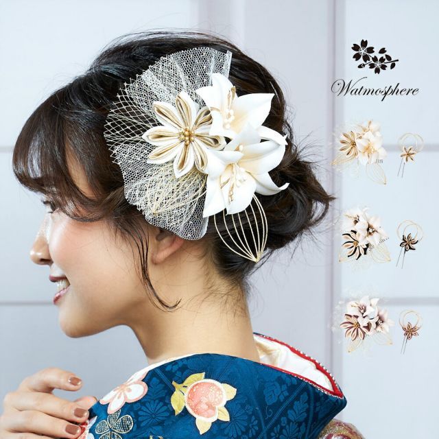 TAKAZEN フラワー 髪飾り ユリ髪飾り 成人式 卒業式 百合 - ヘア