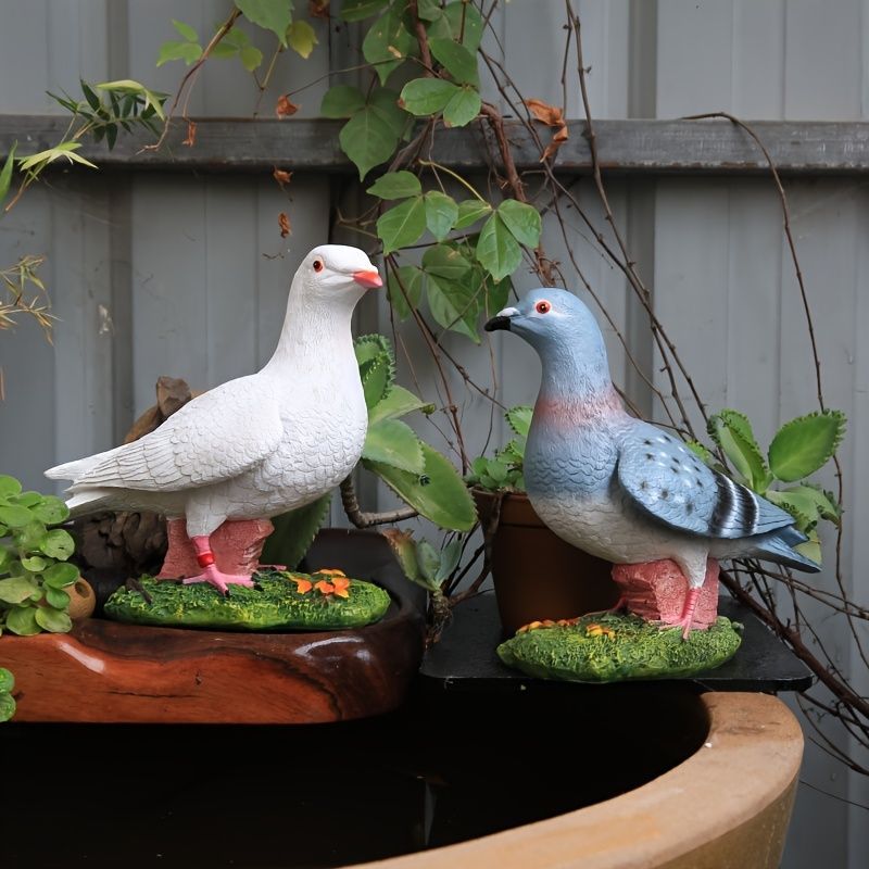 新品，送料無料 置物 オブジェ ガーデンオーナメント 鳩 ハト ホワイト グレー 室内 屋外 リアル インテリア 玄関 リビング ダイニング 装飾 庭 ガーデニング 装飾 ガーデン 樹脂 可愛い ギフト インテリア用 置物
