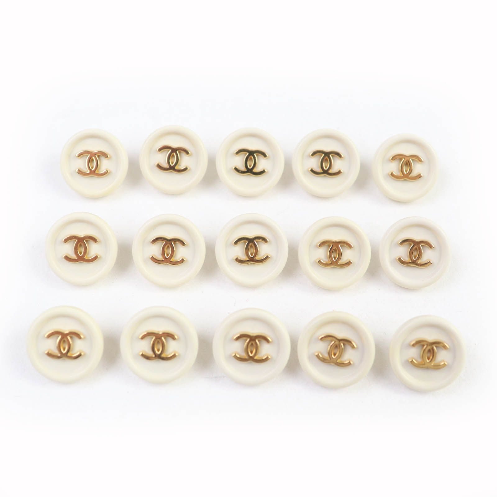 CHANEL シャネル ヴィンテージ ココマーク ボタン15個セット ホワイト ゴールド金具 レディース