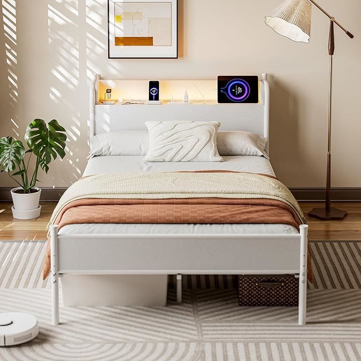 IKIFLY ベッドフレーム セミダブル パイプベッド 2口コンセント&USB充 Amazon｜IKIFLY ベッドフレーム セミダブル パイプベッド 2口