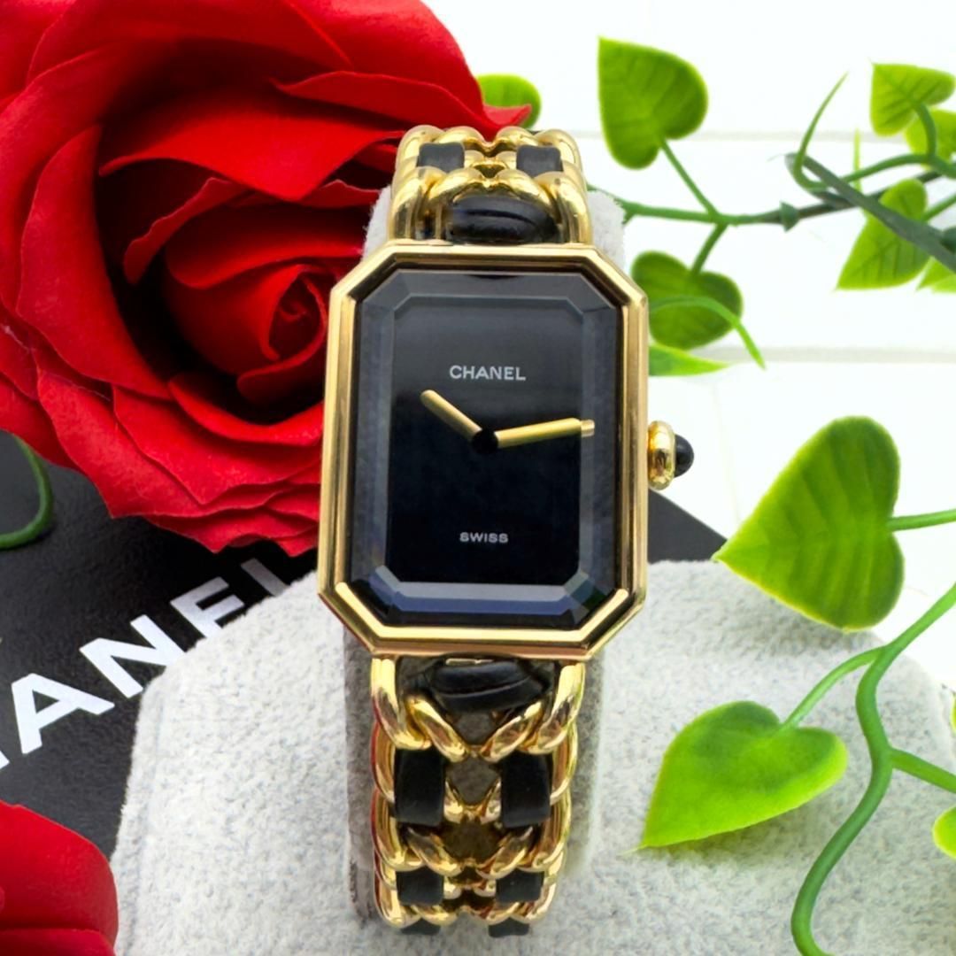 ✨極上品✨ シャネル プルミエール 黒文字盤×ゴールド クォーツ 可動 腕時計