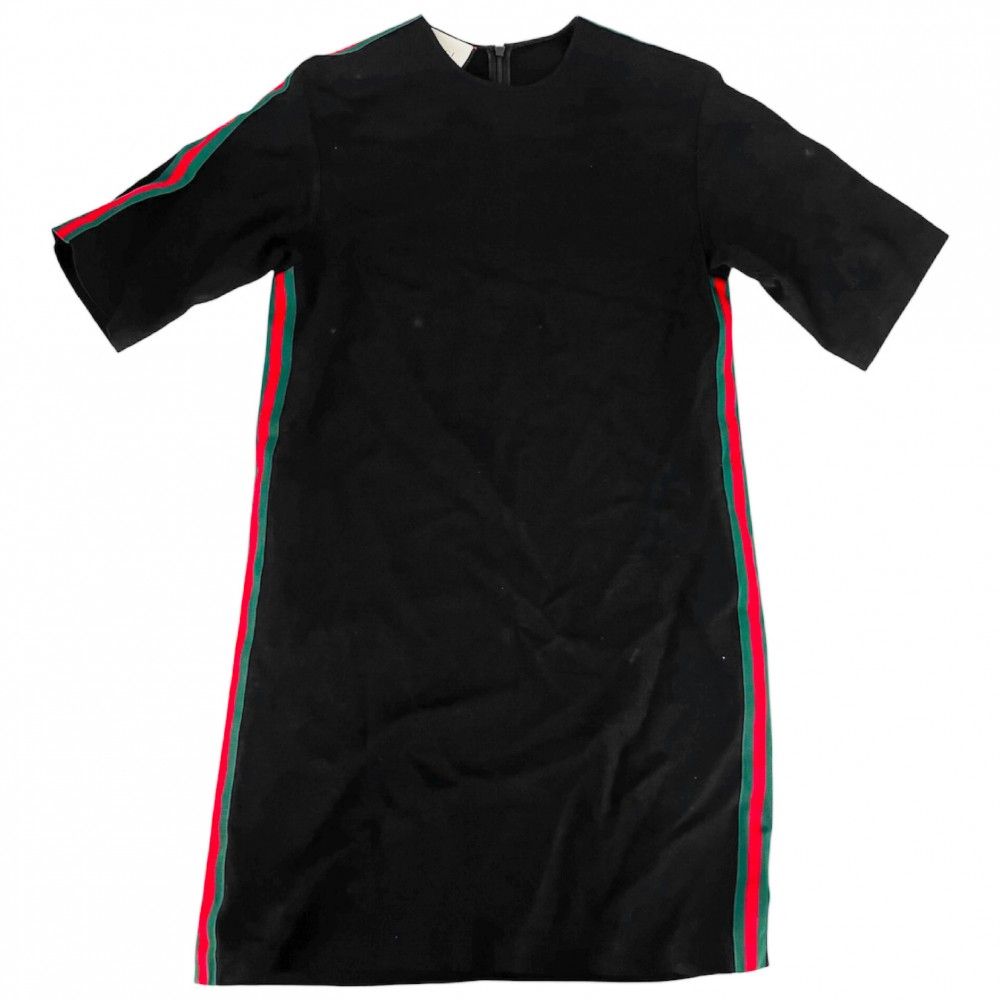 グッチ ワンピース レディース シェリーライン 半袖 服 アパレル GUCCI 38 528977 ブラック 黒 グリーン 緑 レーヨン ポリウレタン 春 夏 品