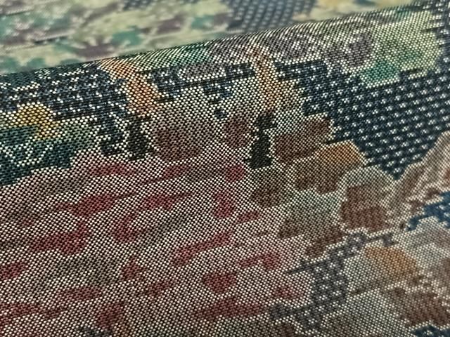 平和屋着物○本場大島紬 一元7マルキ 総絣 渡り橋風景草花文 正絹 逸品