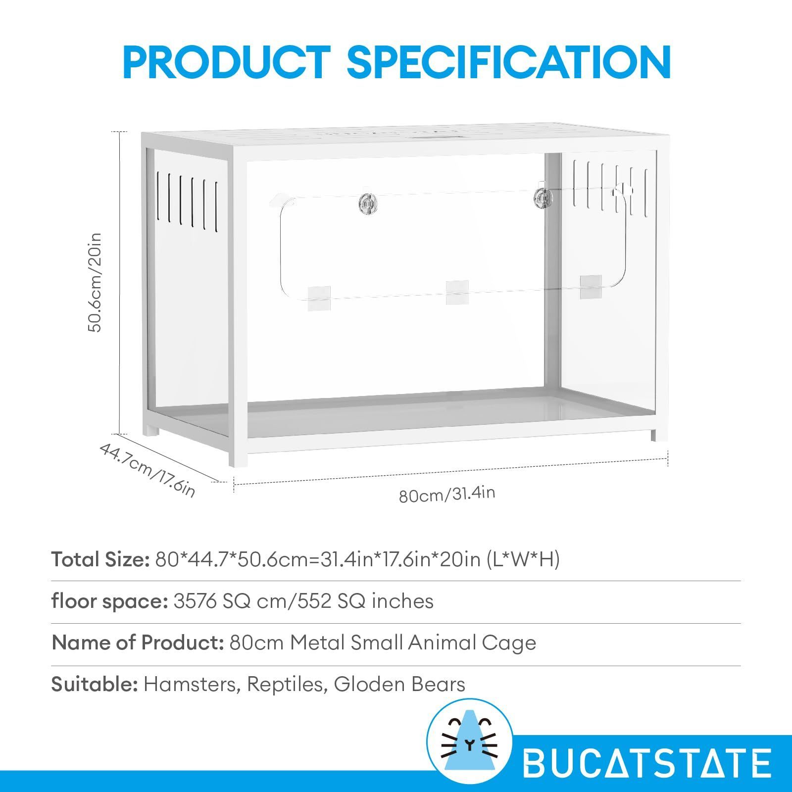 数量限定】BUCATSTATE ハムスター メタル製 800 ケージ 飼育ケージ クリアケージ 透明 水槽タイプ 2つ扉 フロントドア最適化  組み立て簡単 耐久性 安定感 おしゃれ 大型サイズ ゴールデンハムスター キンクマ ハリネズ 爬虫類など 小動物用 - メルカリ