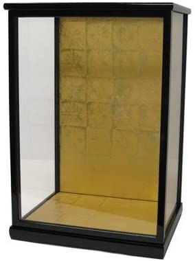 木製人形ケース 間口35×奥行27×高さ52cm（ケース内寸） 黒塗り ガラス戸付 日本人形 市松人形