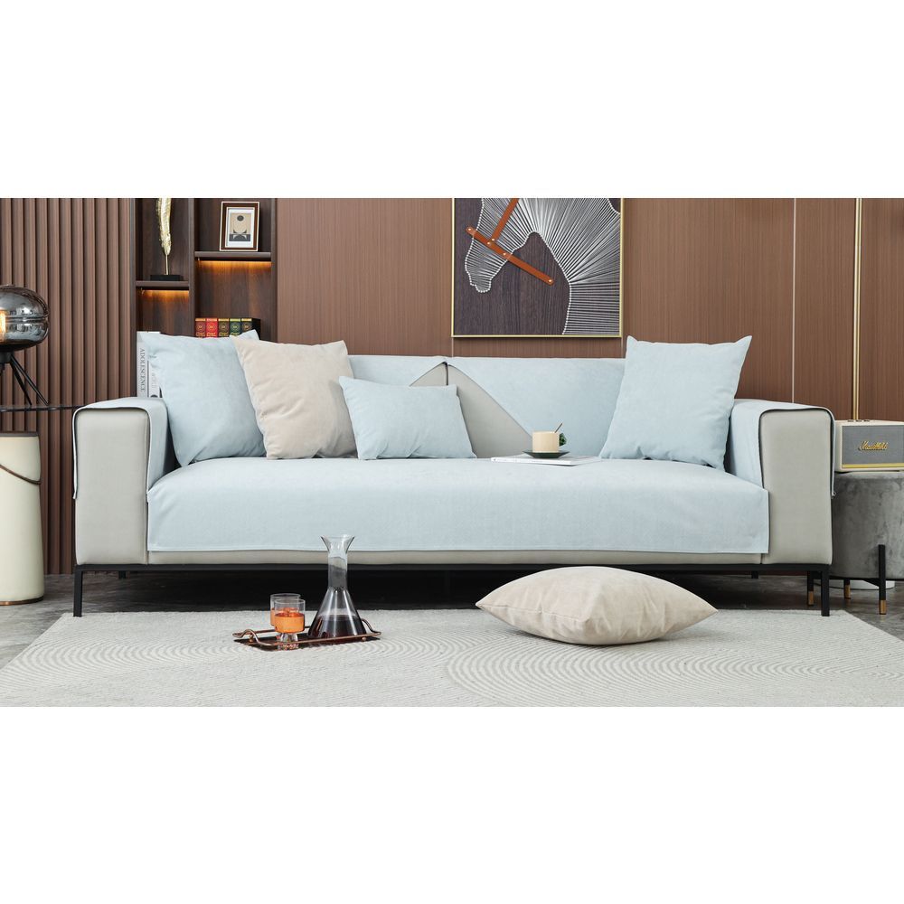スモークブルー  70×210cm  ソファーカバー ソファーシーツ ３人かけ かけるだけ ksofa13 ソファーカバー かけるだけ 3人掛け ソファカバー 三人掛け ソファ カバー ソファー 滑り止め 撥水 はっ