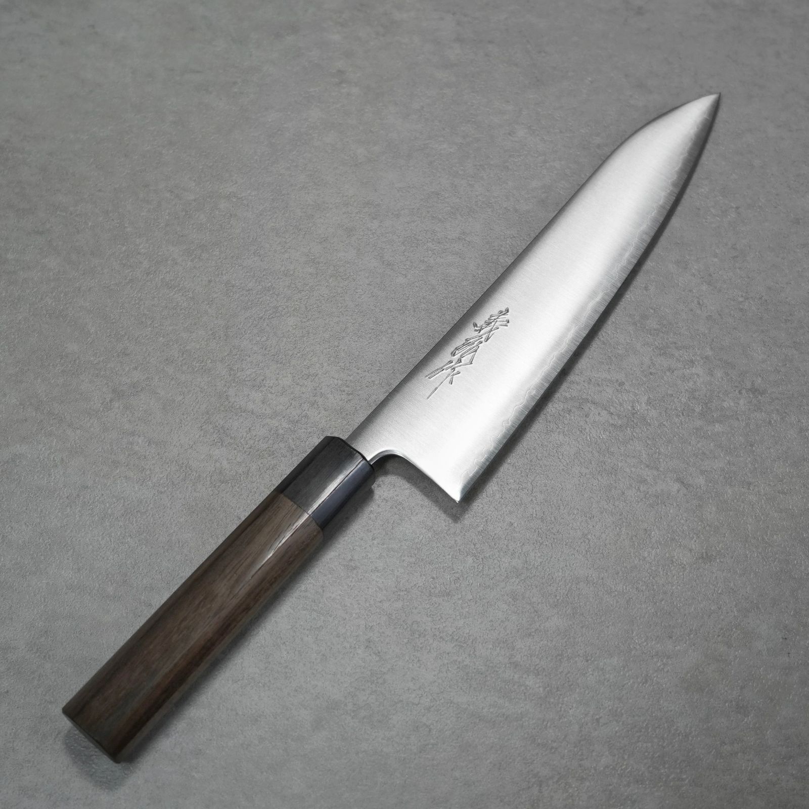 義弘作 菜切 本黒 包丁 青鋼 山脇刃物製作所 紫檀水牛八角柄