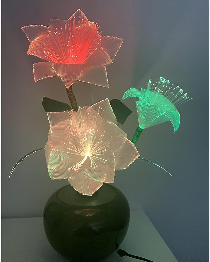 LEDMOMO フラワーライト テーブルライト 卓上 led イルミネーション 七色 カラフル 造花 インテリア 花瓶付き 電飾 (米国規格 - 5