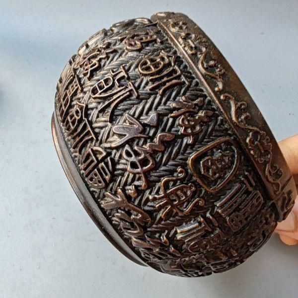 銅細工 百福網蓋香炉 香道具 装飾品 工芸品 美術品 置物 銅 細工 竹で編んだ網 百福 香炉 香道具 工芸品 美術品 置物