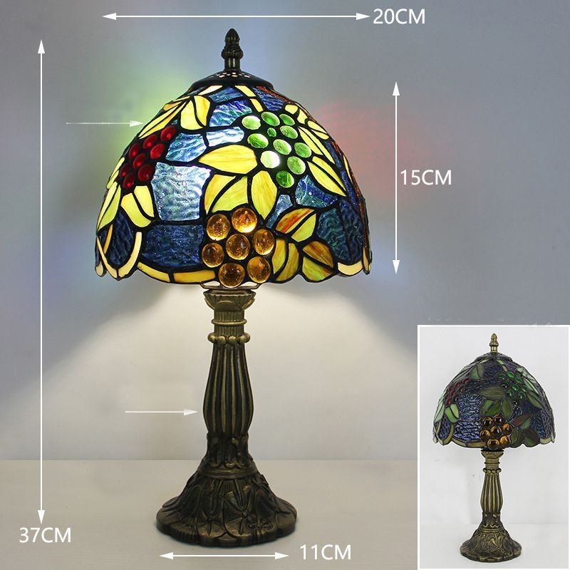 蝶型ステンドグラスランプ 青い蝶のガラスランプ 蝶モチーフのガラス