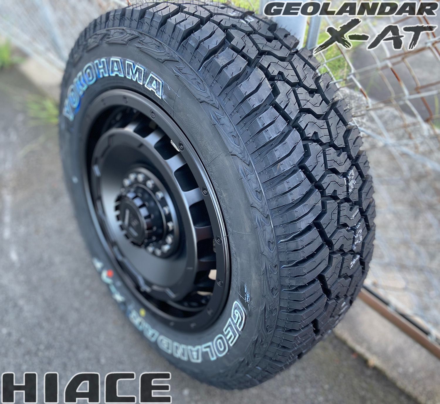 215/65R16 109/107Q 車検対応/バン適合規格 200系ハイエース レジアスエース 16インチ タイヤホイールセット 4本セット ヨコハマ  ジオランダー X-AT アウトラインホワイトレター LEXXEL SwaGGer マッドブラック - メルカリ