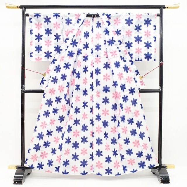新品】 夏物 有松鳴海絞り 浴衣 ゆかた 藤井絞り 木綿 綿 縦絽