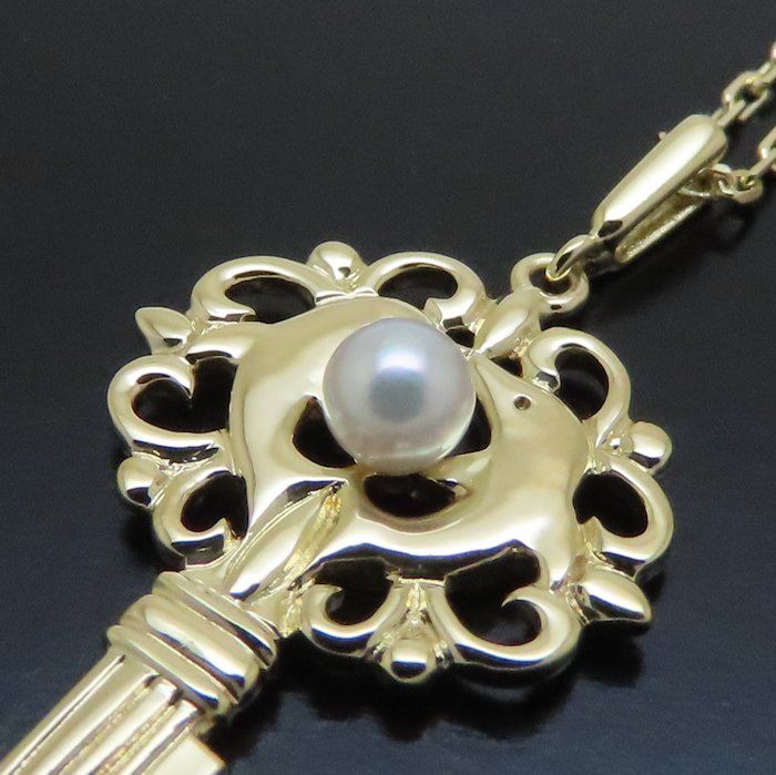 ミキモト　ネックレス　カギ MIKIMOTO ミキモト キーモチーフ ネックレス ベビーパール3.6