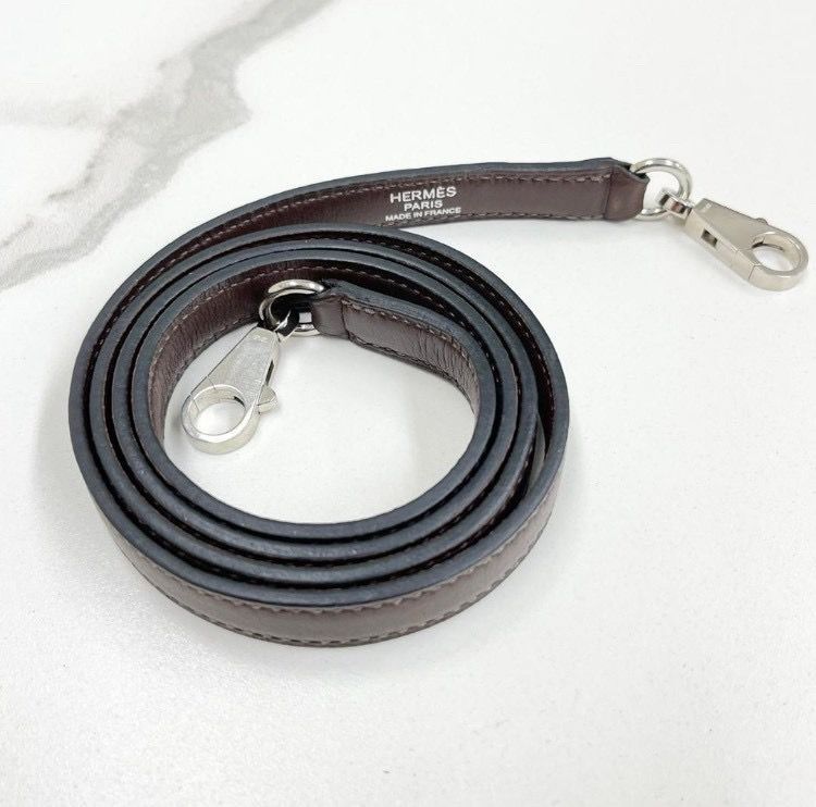 エルメス ショルダーストラップ ダークブラウン シルバー金具