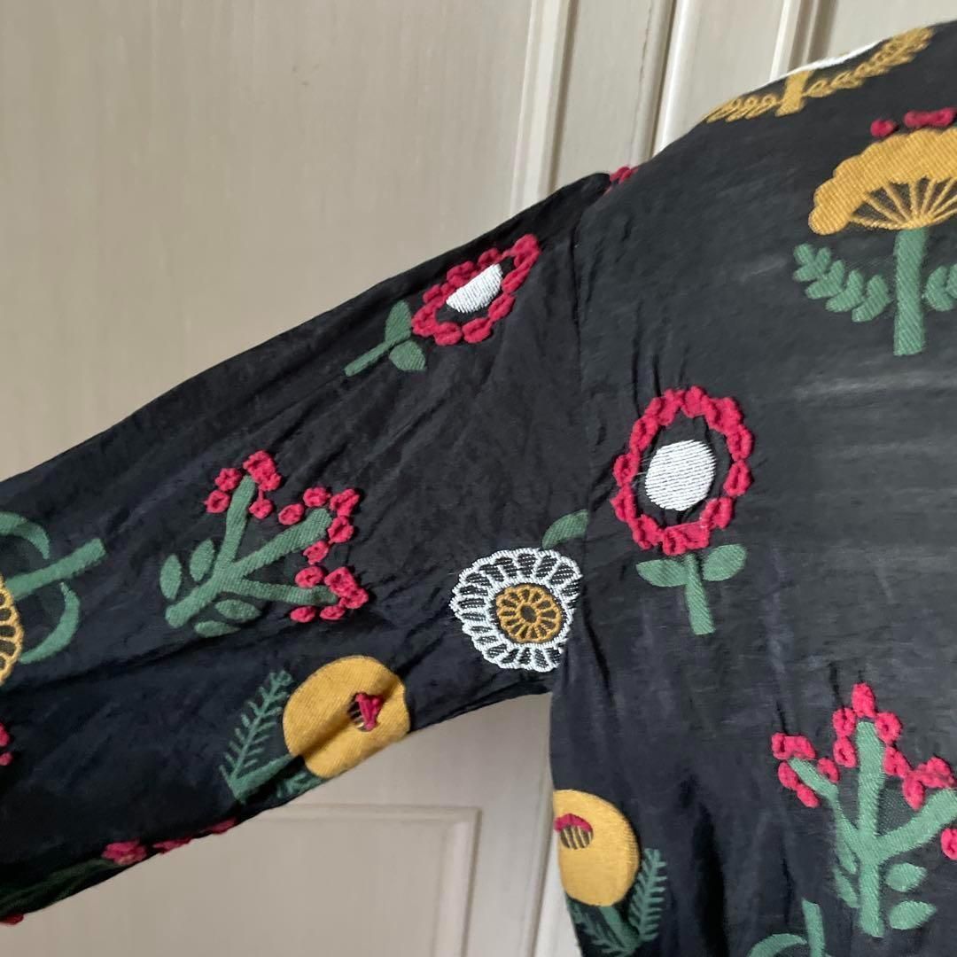 佐藤繊維 刺繍 花柄 総柄 ブラウス エムアンドキョウコ M.&KYOKO
