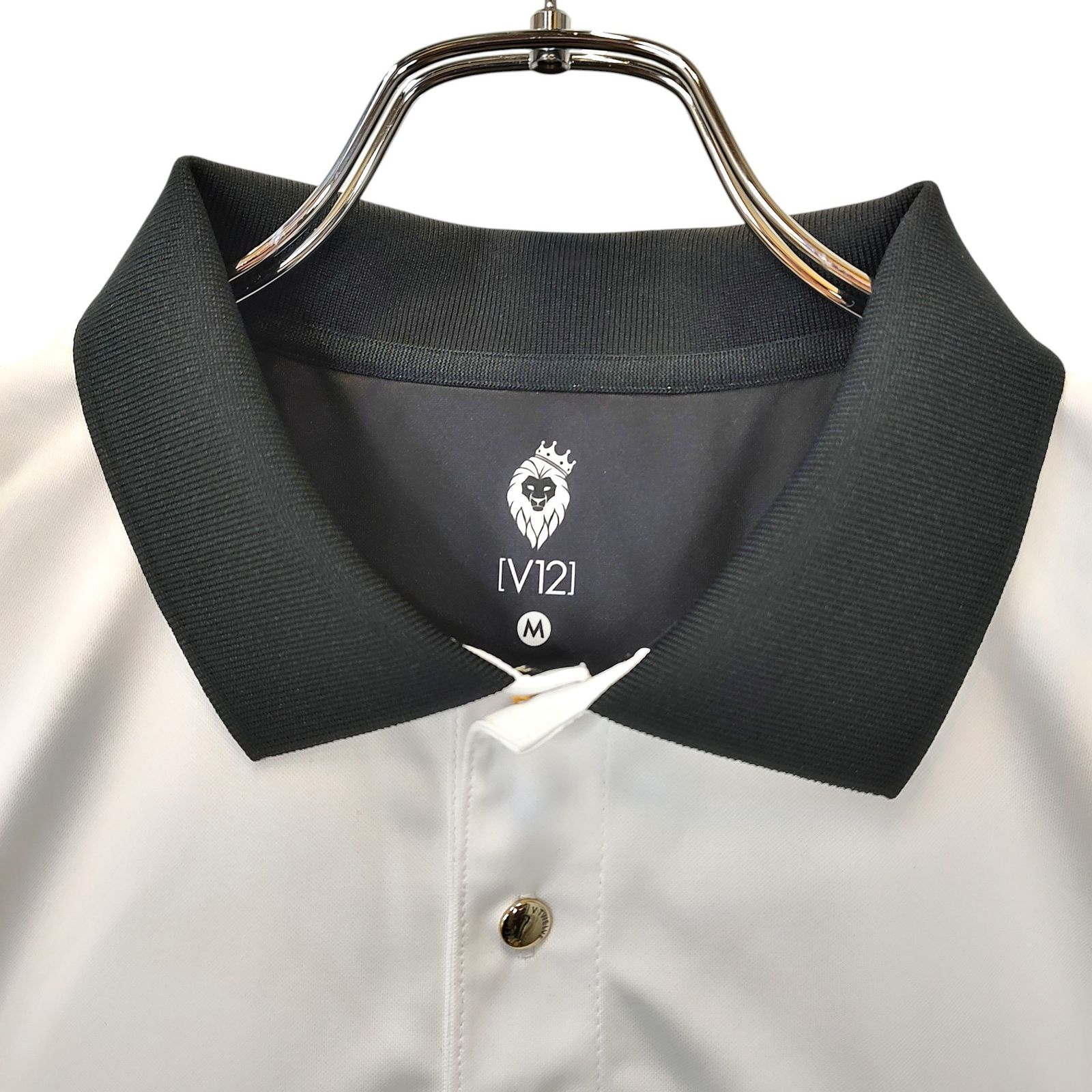 超美品　V12 ポロシャツ XL 白黒パターン　ブイトゥエルブ V12 ブイトゥエルブ ゴルフ BIG L POLO 半袖 ポロシャツ V121810
