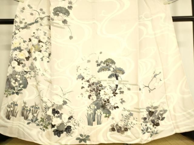 平和屋着物▽訪問着　単衣　駒刺繍　流水吉祥花文　金彩　ますいわ屋扱い　正絹　逸品　DAAS0715az 平和屋着物▽訪問着 単衣 駒刺繍 流水吉祥花文 金彩 ますいわ屋扱い