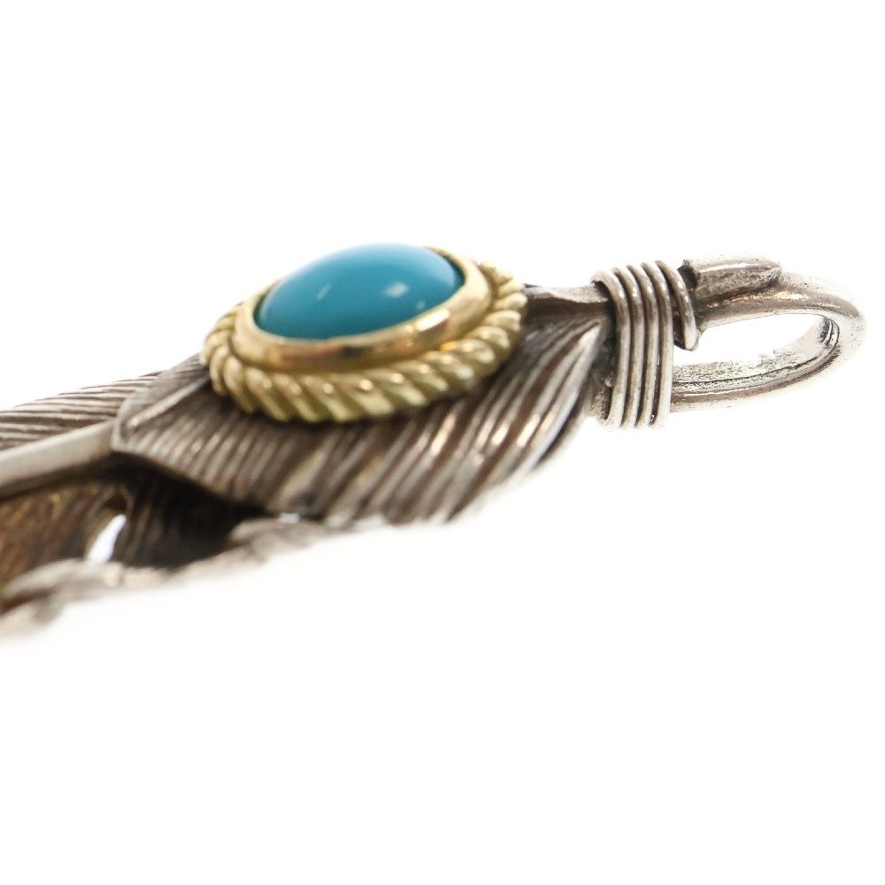 人気 シルバー925 上金ハート特大フェザー 金縄ターコイズ 先金 左向き ネイティブアメリカン イーグル tady\u0026king 金縄ターコイズ 特大 ネックレス セット 特大ハートSV
