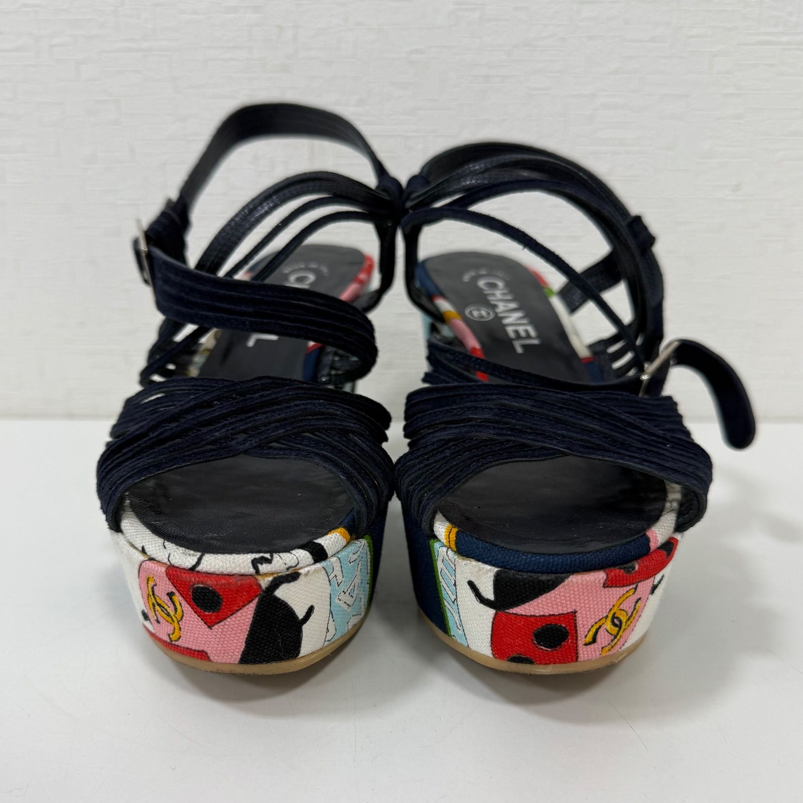 CHANEL シャネル ウェッジソール キャンバス ヒール ☆ CHANEL シャネル ウェッジソール サンダル ココマーク