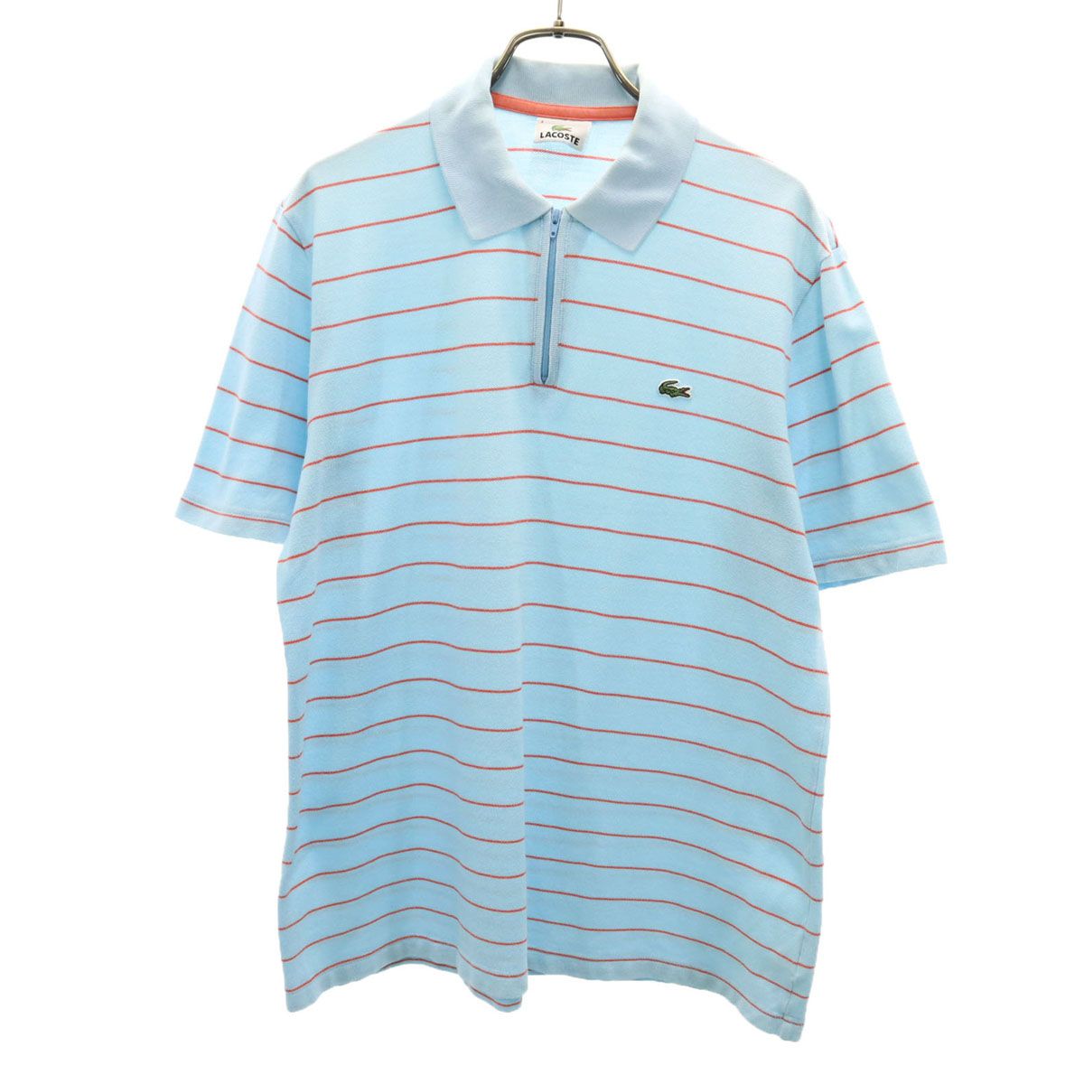 LACOSTE ラコステ 日本製 ボーダー柄 半袖 ハーフジップ ポロシャツ 4 